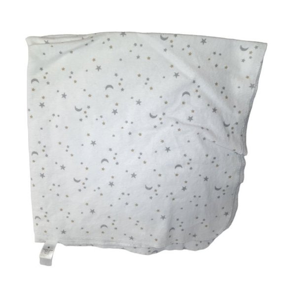 Child Of Mine Carter's Gray Gold Stars Moon Flannel Receiving Blanket 27" X 27" - Picture 1 of 4